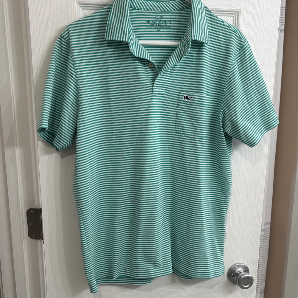 Vineyard Vines Men's Aqua Striped Polo